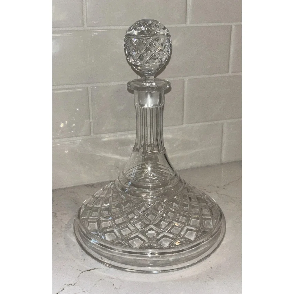 Rogaska Crystal Queen Ships Decanter w/Stopper Yugoslavia 26% Pb0 10 1/8